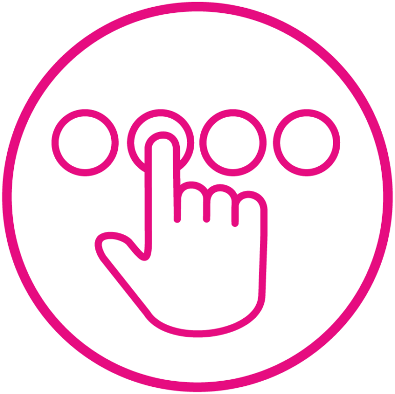 Choice Symbol. A hand points to one of four options in a circle.