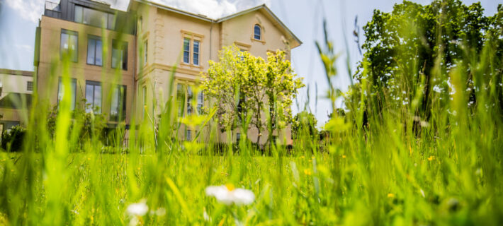 View of overton house offices of Barnwood Trust from the lawns.